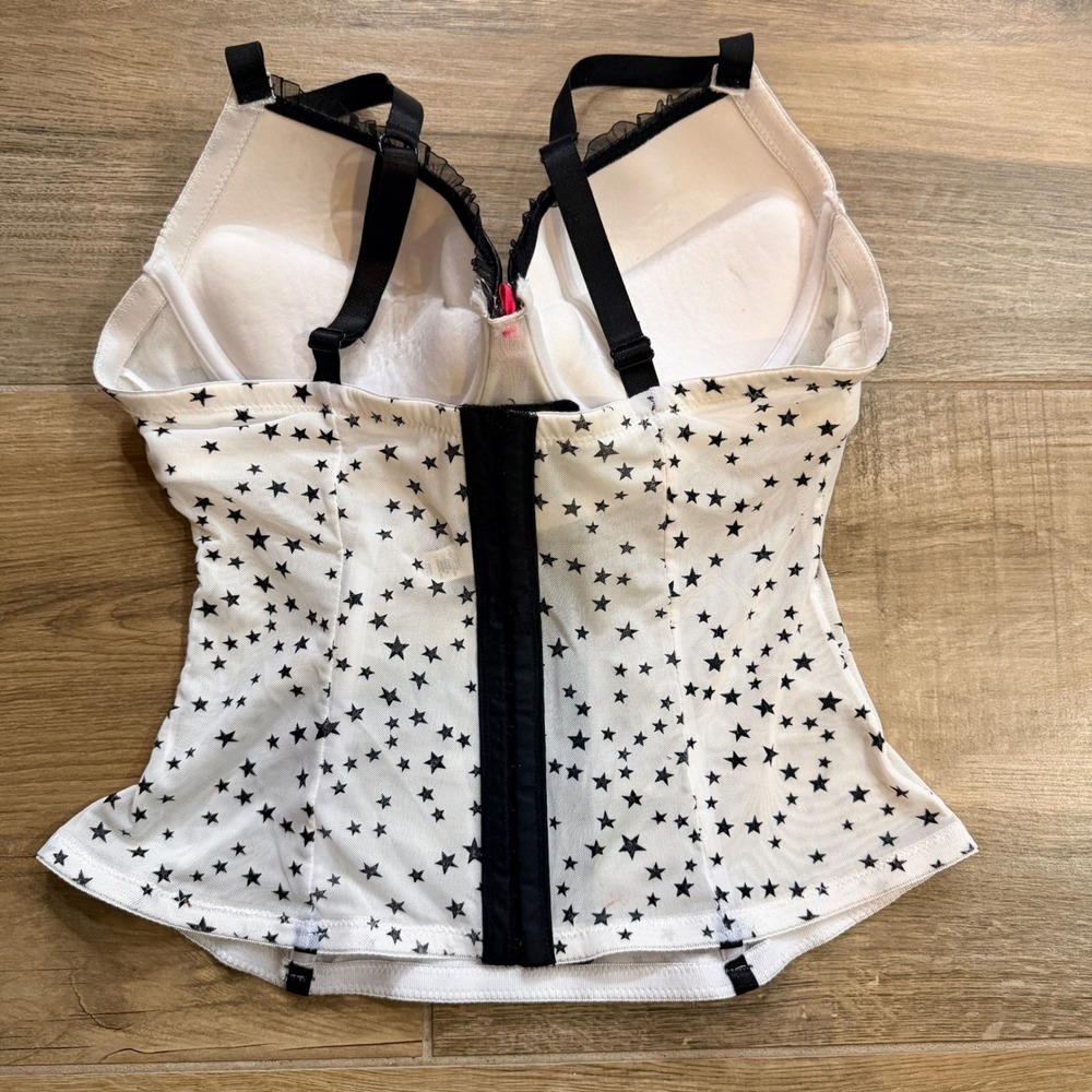 Passion Forever Star Print Corset Style Camisole Top XL, White, Black, Pink - Picture 12 of 14